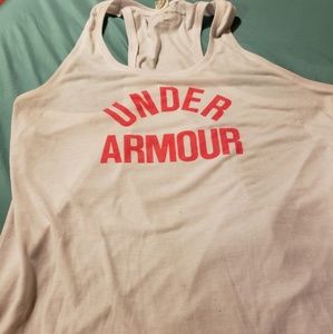 Under armour white and pink tank top